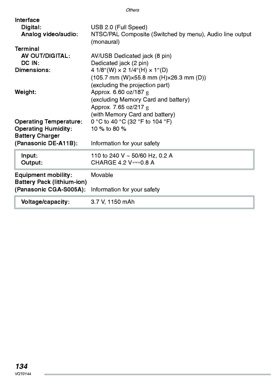 Panasonic DMC-LX2 operating instructions 134 