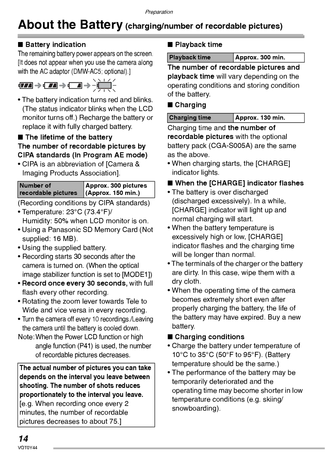 Panasonic DMC-LX2 operating instructions About the Battery charging/number of recordable pictures 