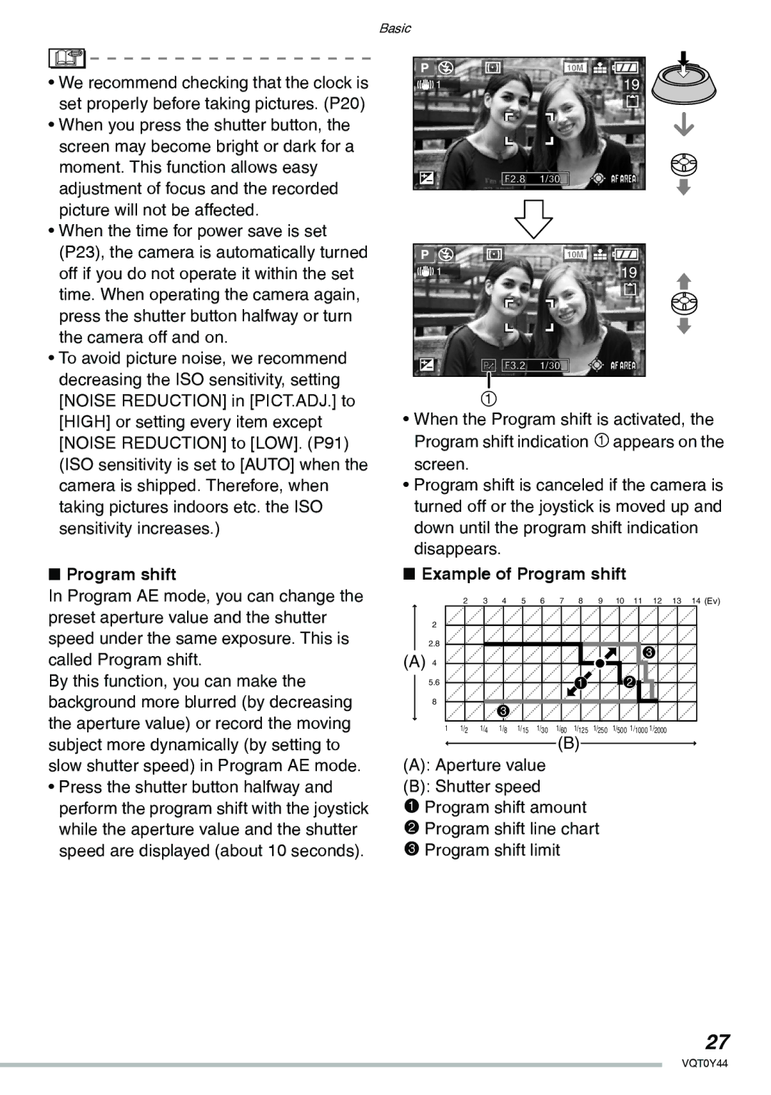 Panasonic DMC-LX2 operating instructions Example of Program shift 