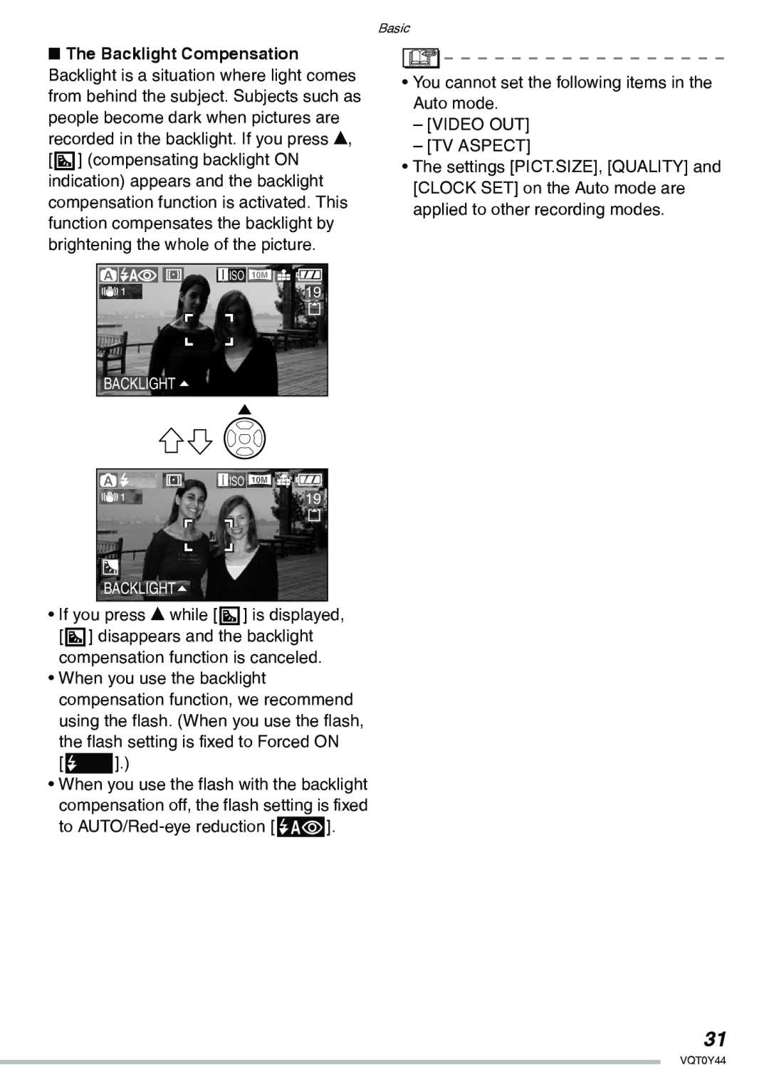 Panasonic DMC-LX2 operating instructions You cannot set the following items in the Auto mode, Video OUT TV Aspect 