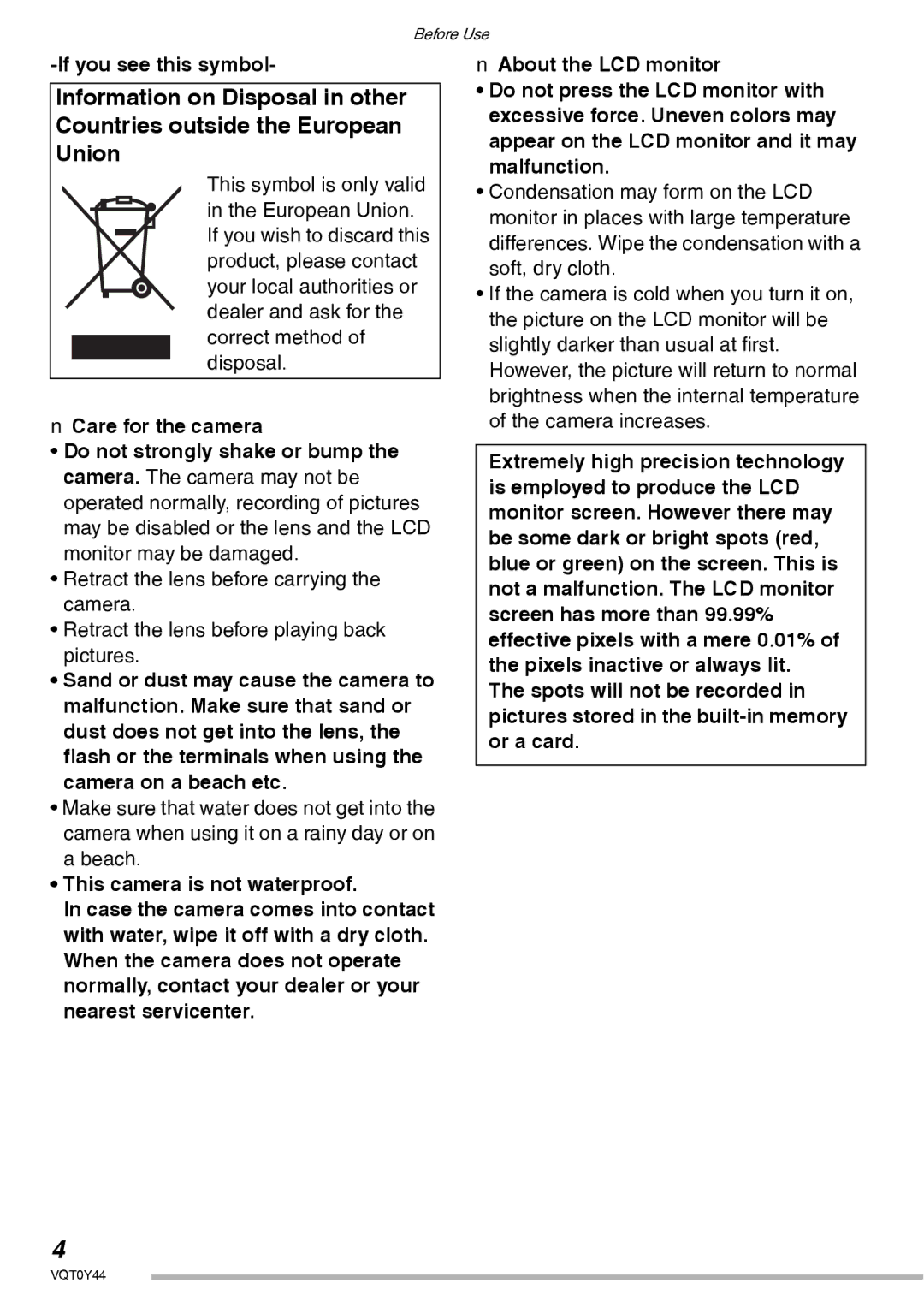 Panasonic DMC-LX2 operating instructions If you see this symbol 