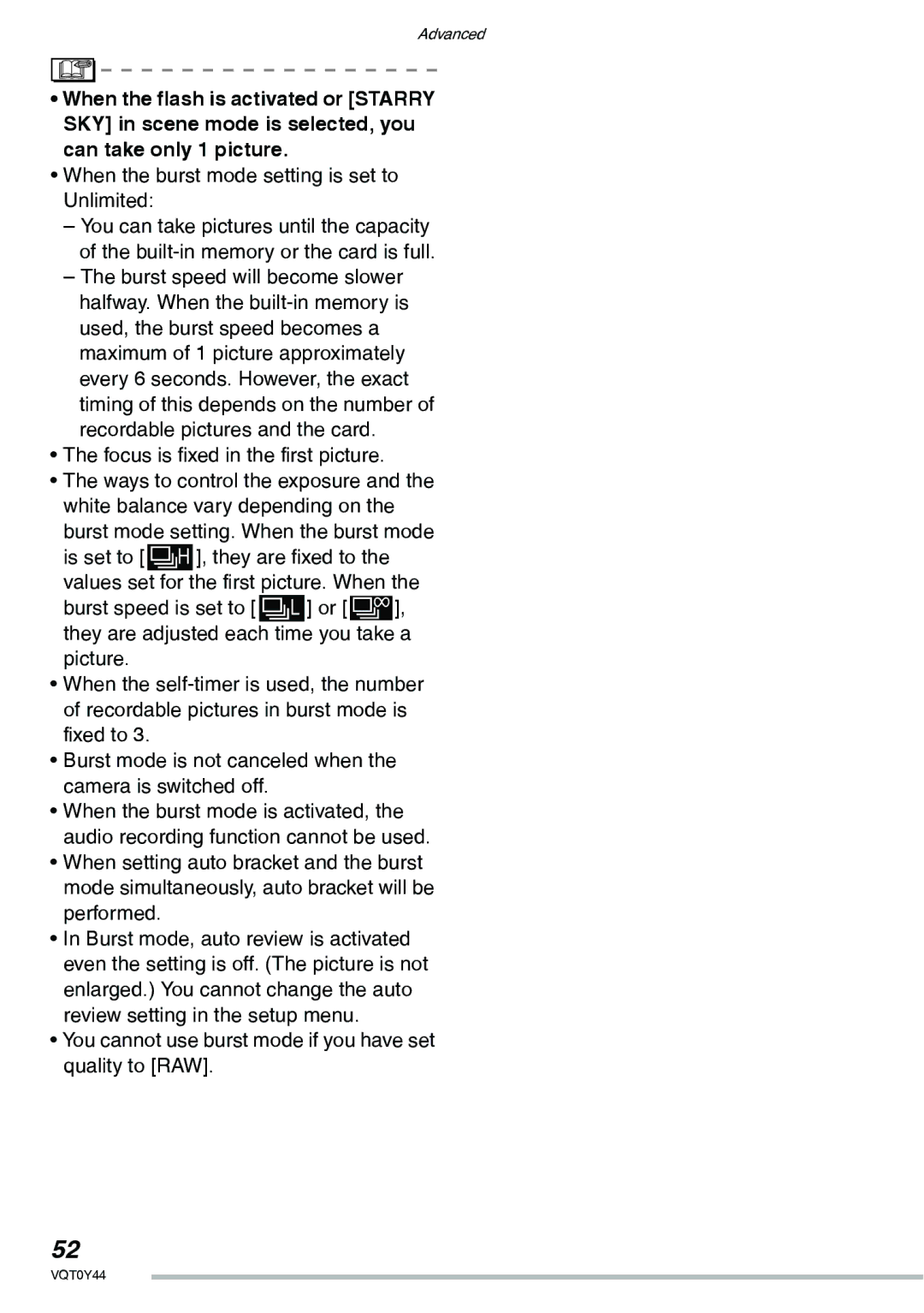 Panasonic DMC-LX2 operating instructions Advanced 