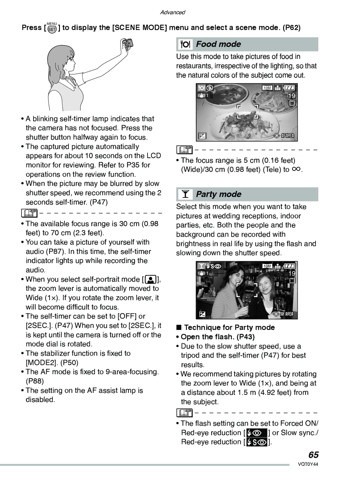 Panasonic DMC-LX2 operating instructions Focus range is 5 cm 0.16 feet Wide/30 cm 0.98 feet Tele to Z 