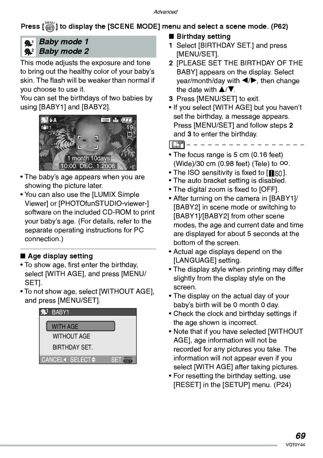 Panasonic DMC-LX2 operating instructions Please SET the Birthday, Age display setting 