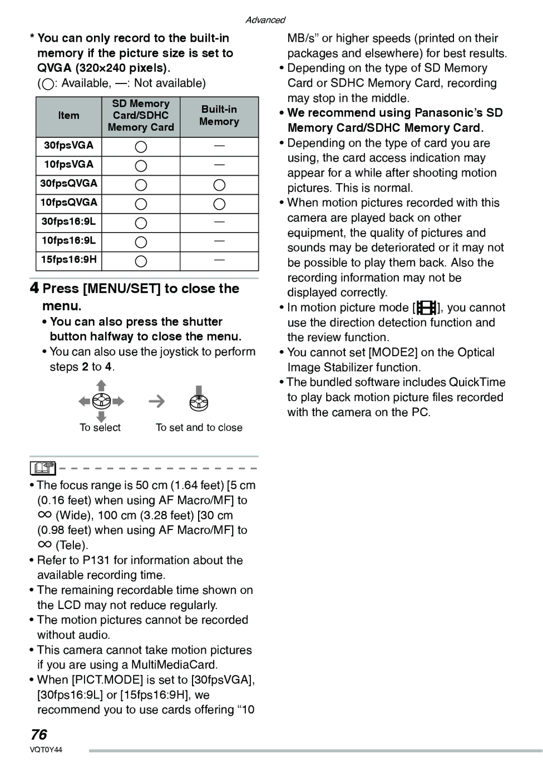 Panasonic DMC-LX2 operating instructions SD Memory 