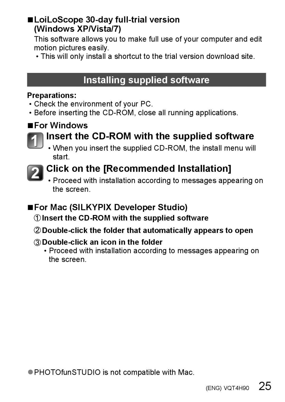 Panasonic DMC-LX7K owner manual LoiLoScope 30-day full-trial version Windows XP/Vista/7, For Mac Silkypix Developer Studio 