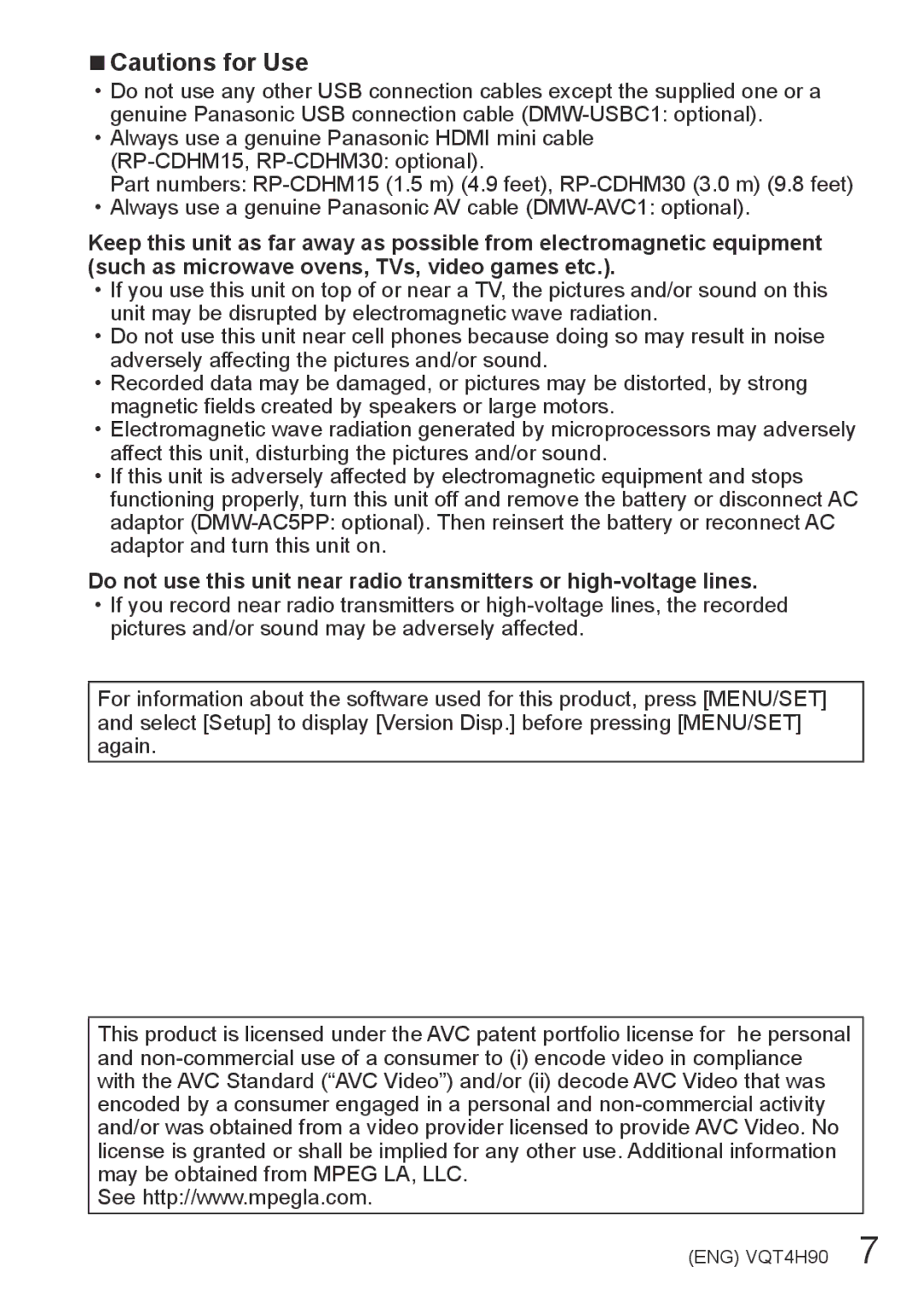 Panasonic DMC-LX7K owner manual ENG VQT4H90 