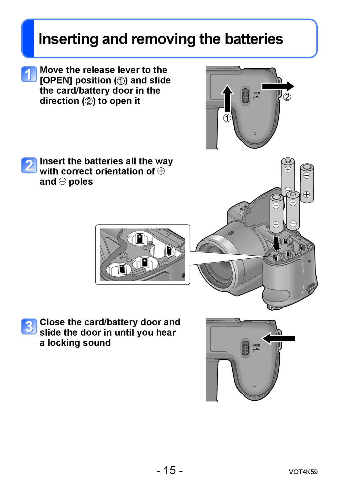 Panasonic DMC-LZ20 owner manual Inserting and removing the batteries 