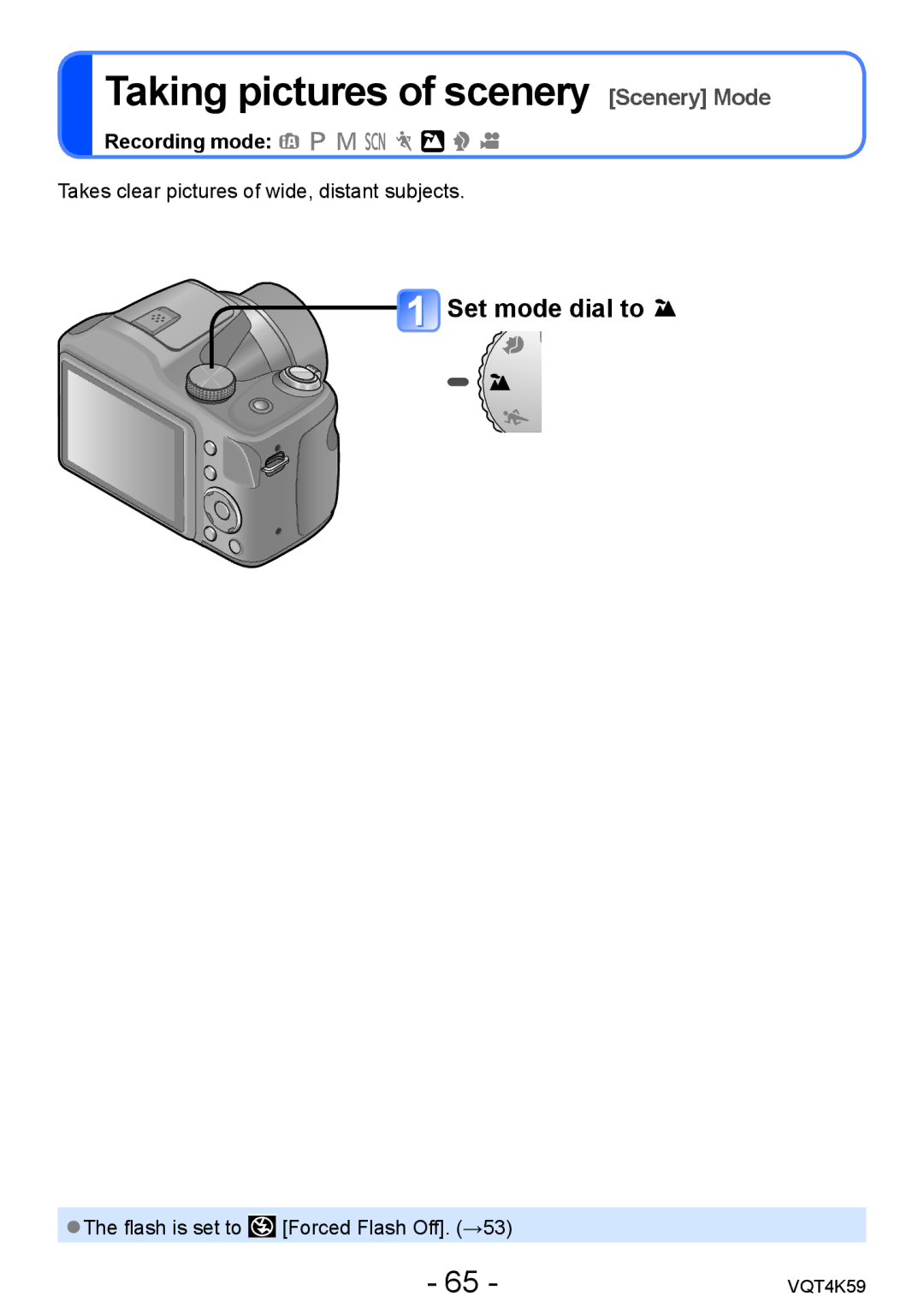 Panasonic DMC-LZ20 owner manual Taking pictures of scenery Scenery Mode 