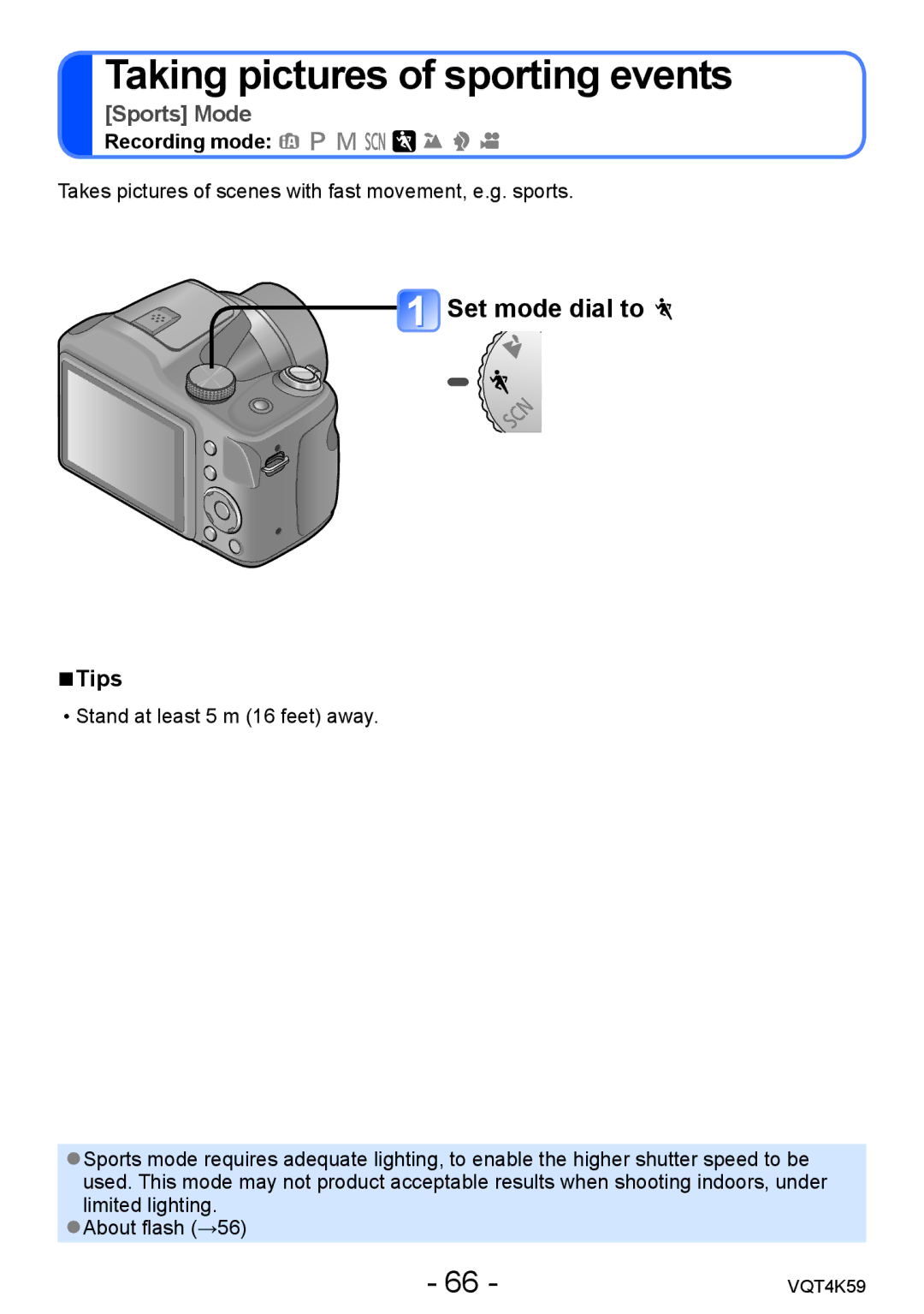 Panasonic DMC-LZ20 owner manual Taking pictures of sporting events 