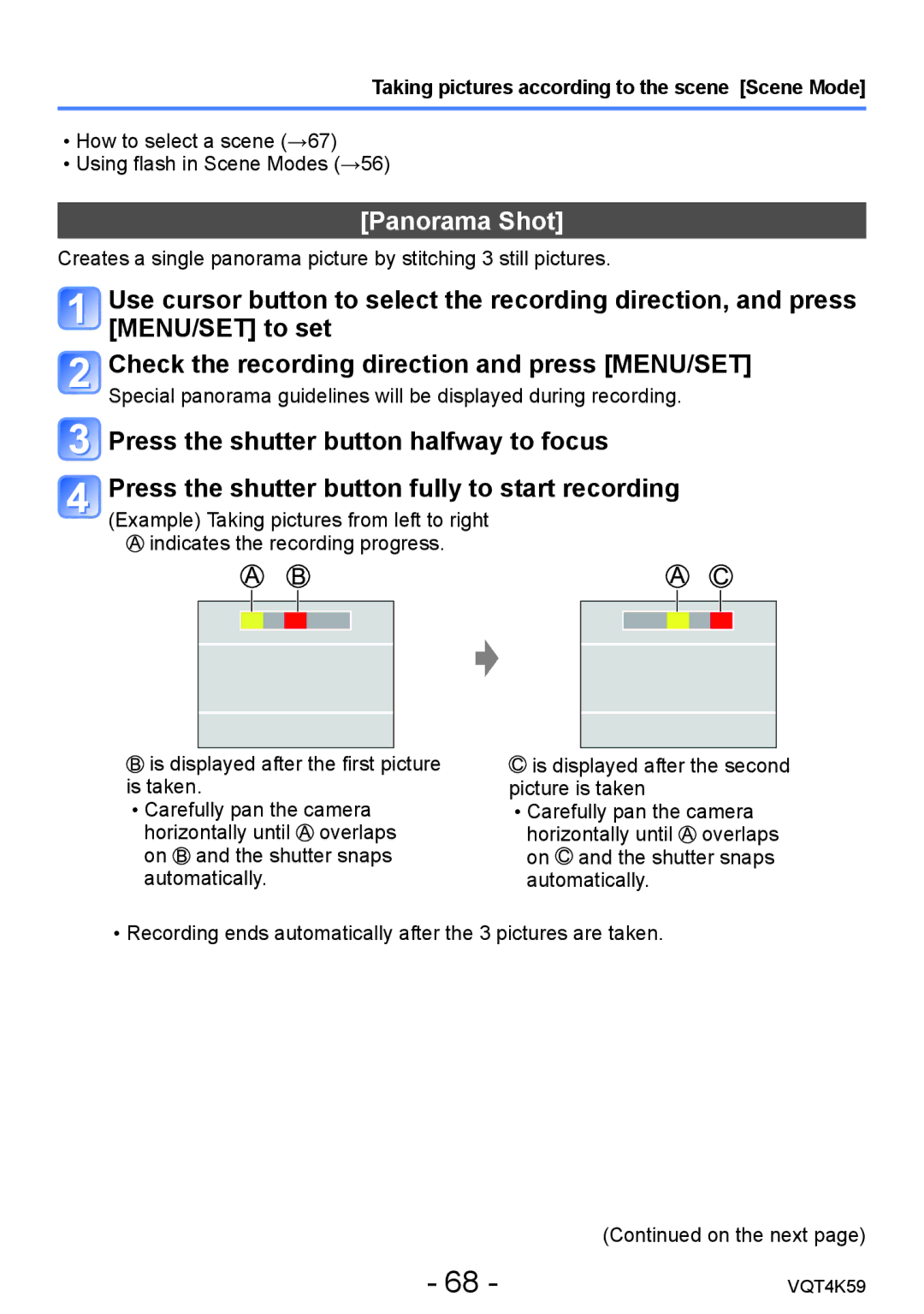 Panasonic DMC-LZ20 owner manual Panorama Shot, Taking pictures according to the scene Scene Mode 