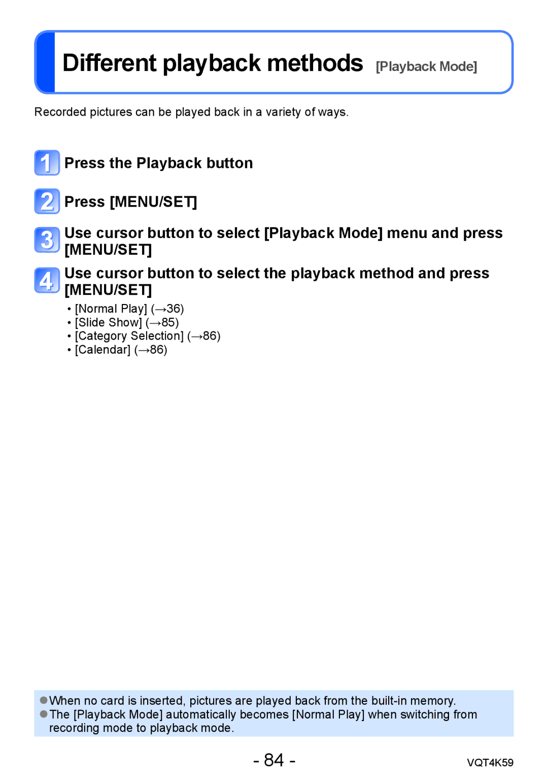 Panasonic DMC-LZ20 owner manual Different playback methods Playback Mode 