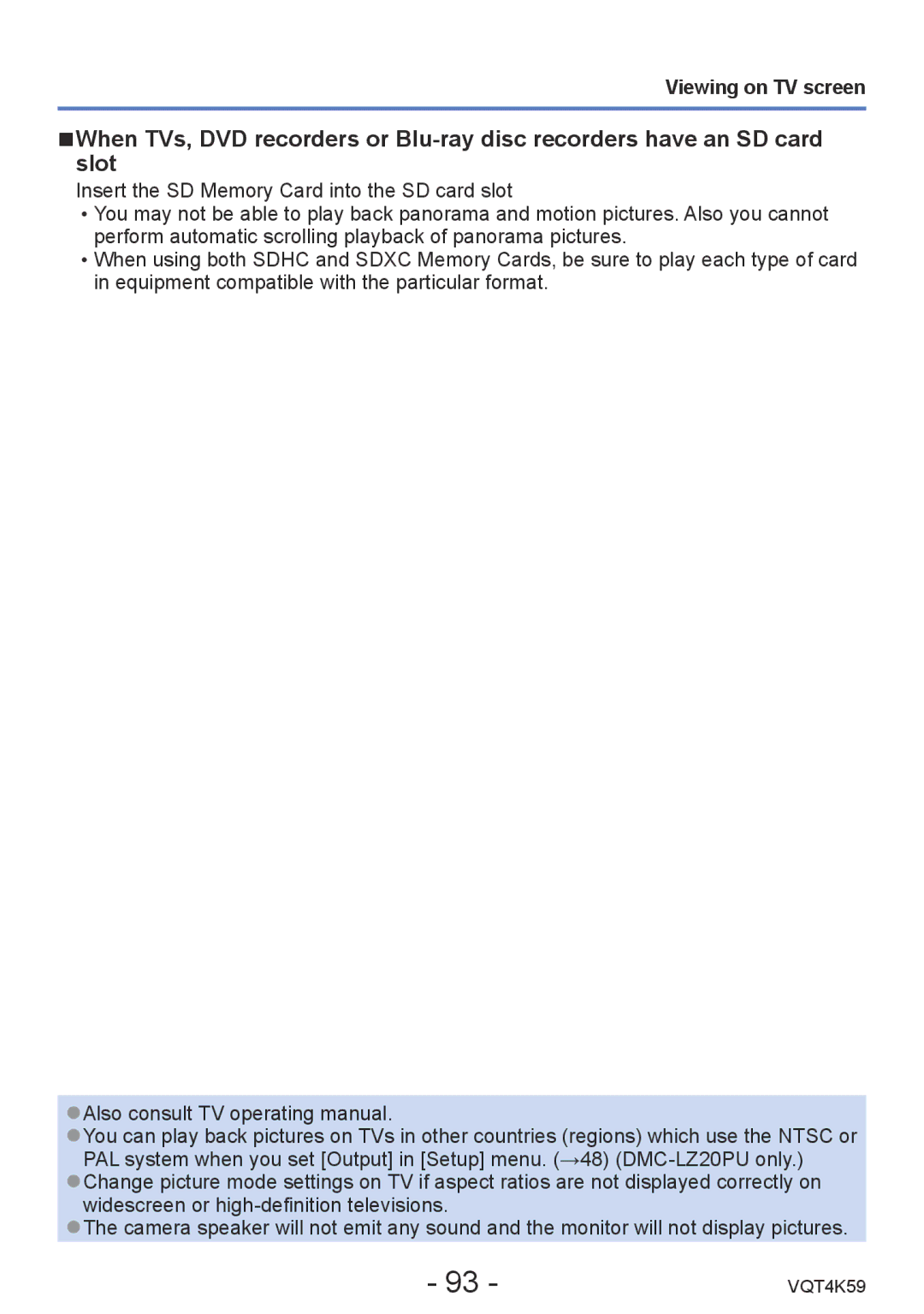 Panasonic DMC-LZ20 owner manual Viewing on TV screen 