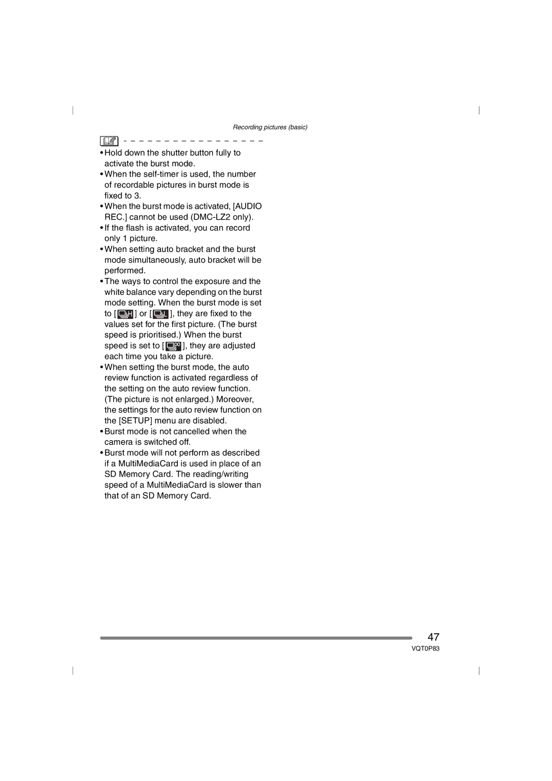 Panasonic DMC-LZ1GN, DMC-LZ2GN operating instructions Recording pictures basic 