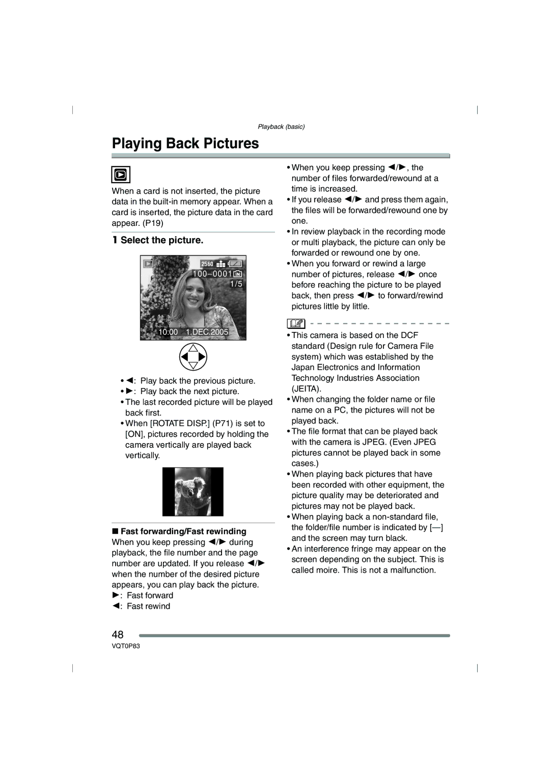 Panasonic DMC-LZ2GN, DMC-LZ1GN operating instructions Playing Back Pictures, Select the picture 