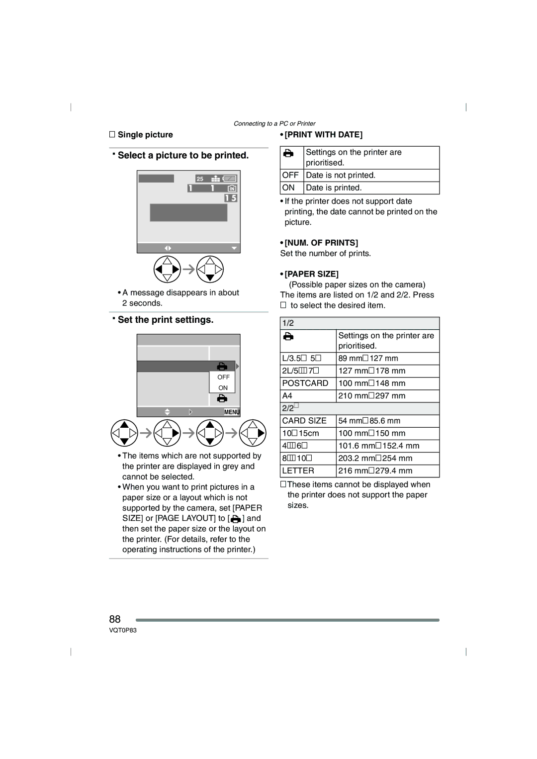 Panasonic DMC-LZ2GN, DMC-LZ1GN operating instructions Select a picture to be printed, Set the print settings, Single picture 