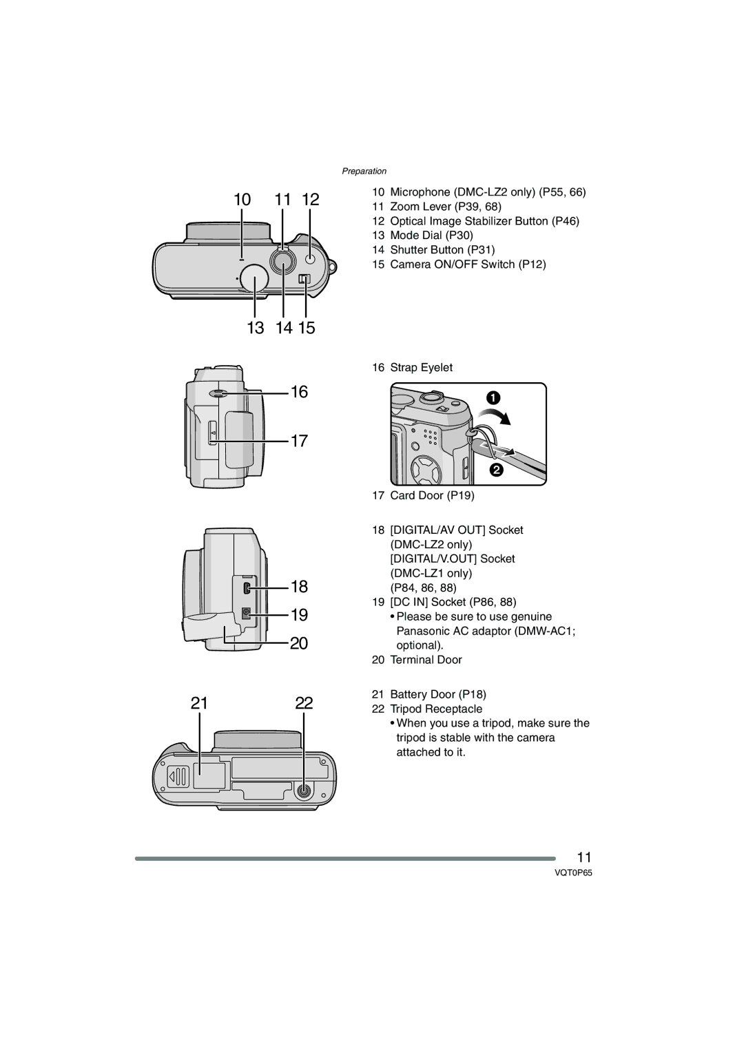 Panasonic DMC-LZ1PP, DMC-LZ2PP operating instructions 13 14 