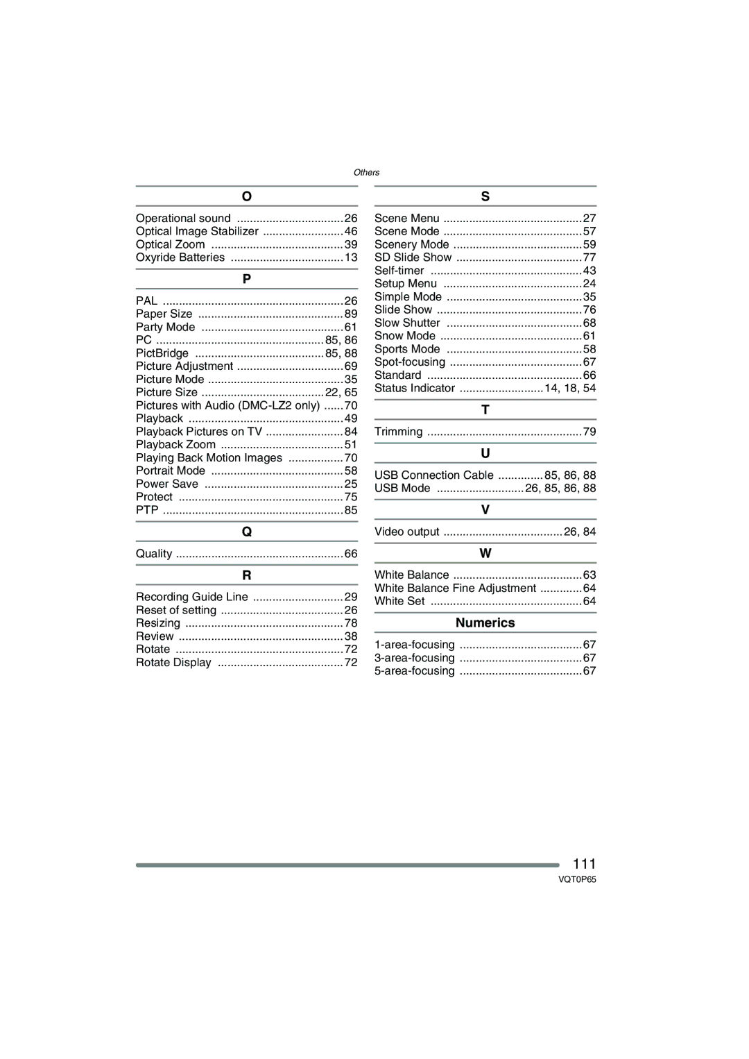 Panasonic DMC-LZ1PP, DMC-LZ2PP operating instructions Numerics, Playing Back Motion Images 