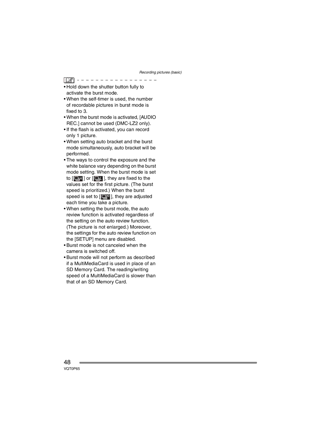 Panasonic DMC-LZ2PP, DMC-LZ1PP operating instructions Recording pictures basic 