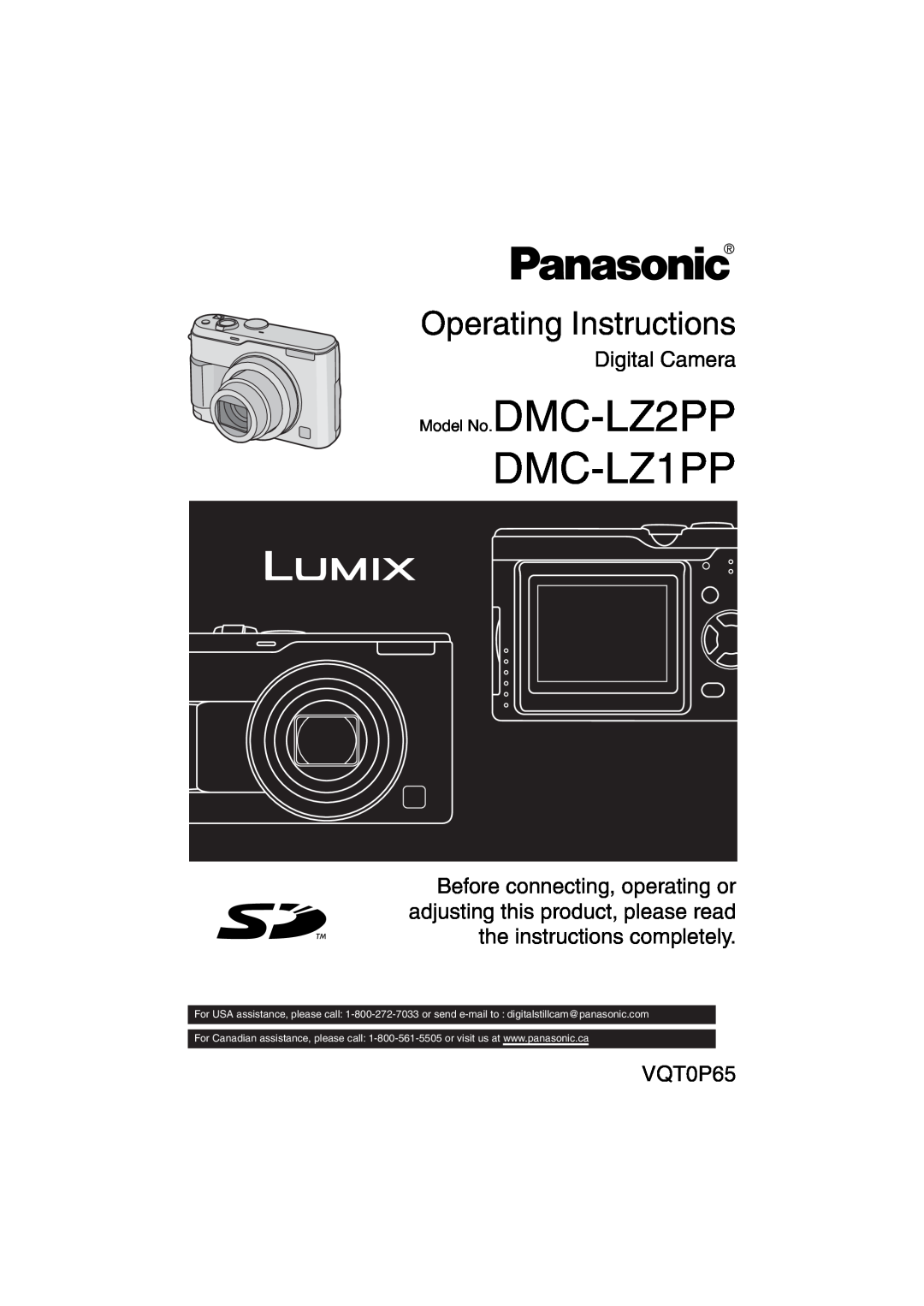 Panasonic DMC-LZ1PP, DMC-LZ2PP operating instructions Operating Instructions, Digital Camera, VQT0P65 