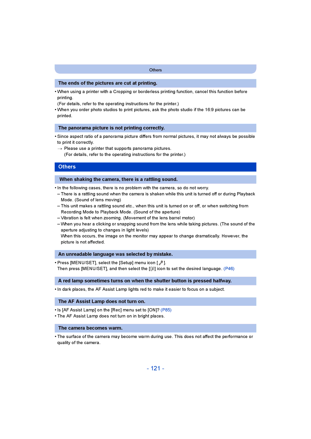 Panasonic DMC-LZ40 owner manual 121, Others 