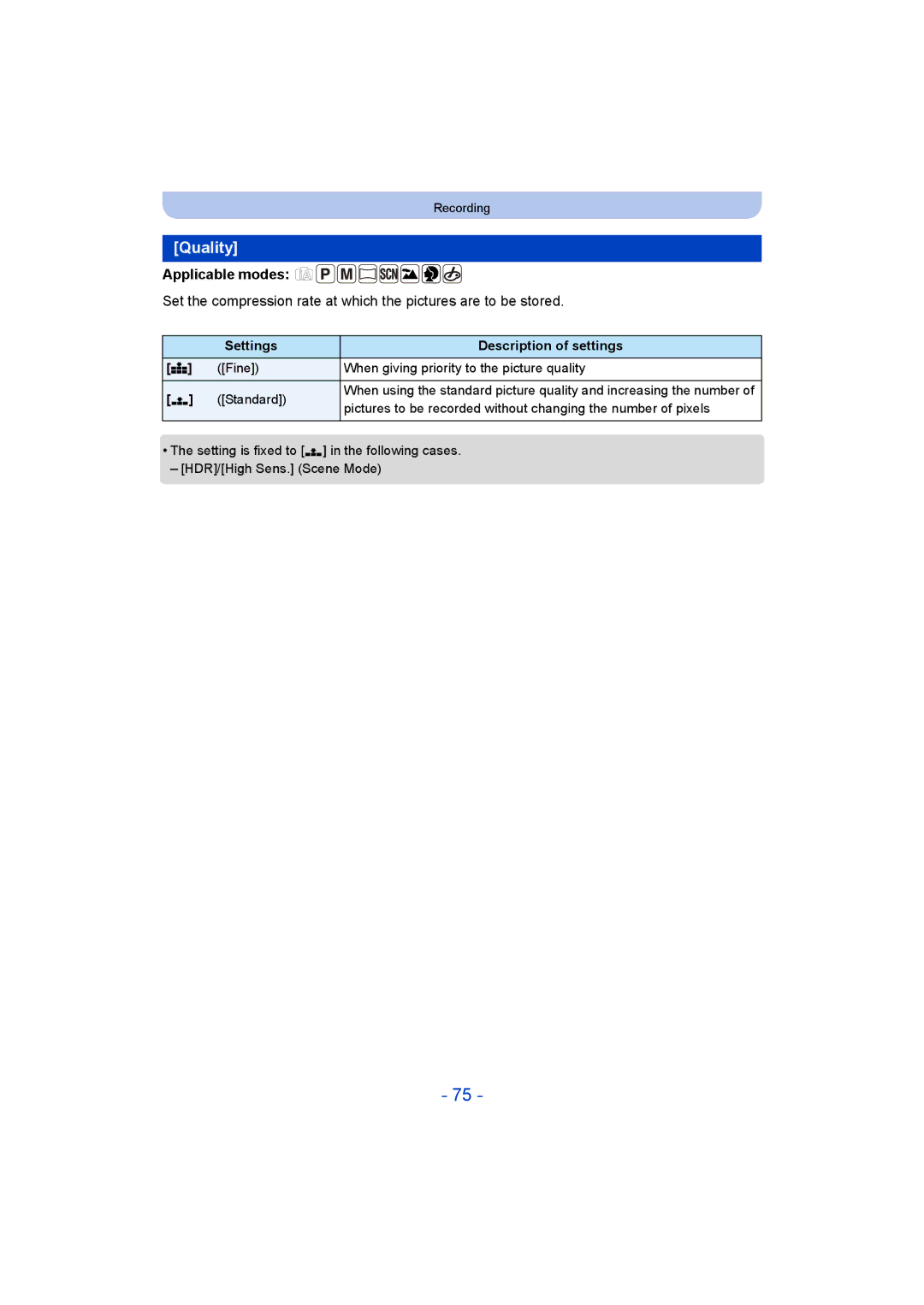 Panasonic DMC-LZ40 owner manual Quality 