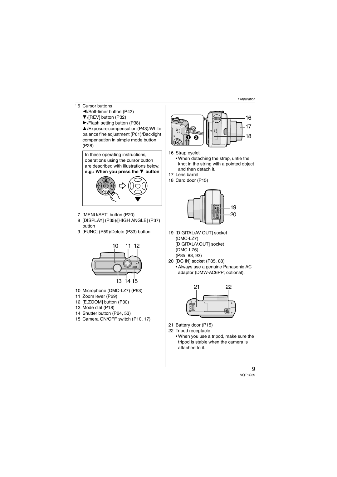 Panasonic DMC-LZ6, DMC-LZ7 operating instructions 10 11 13 14 