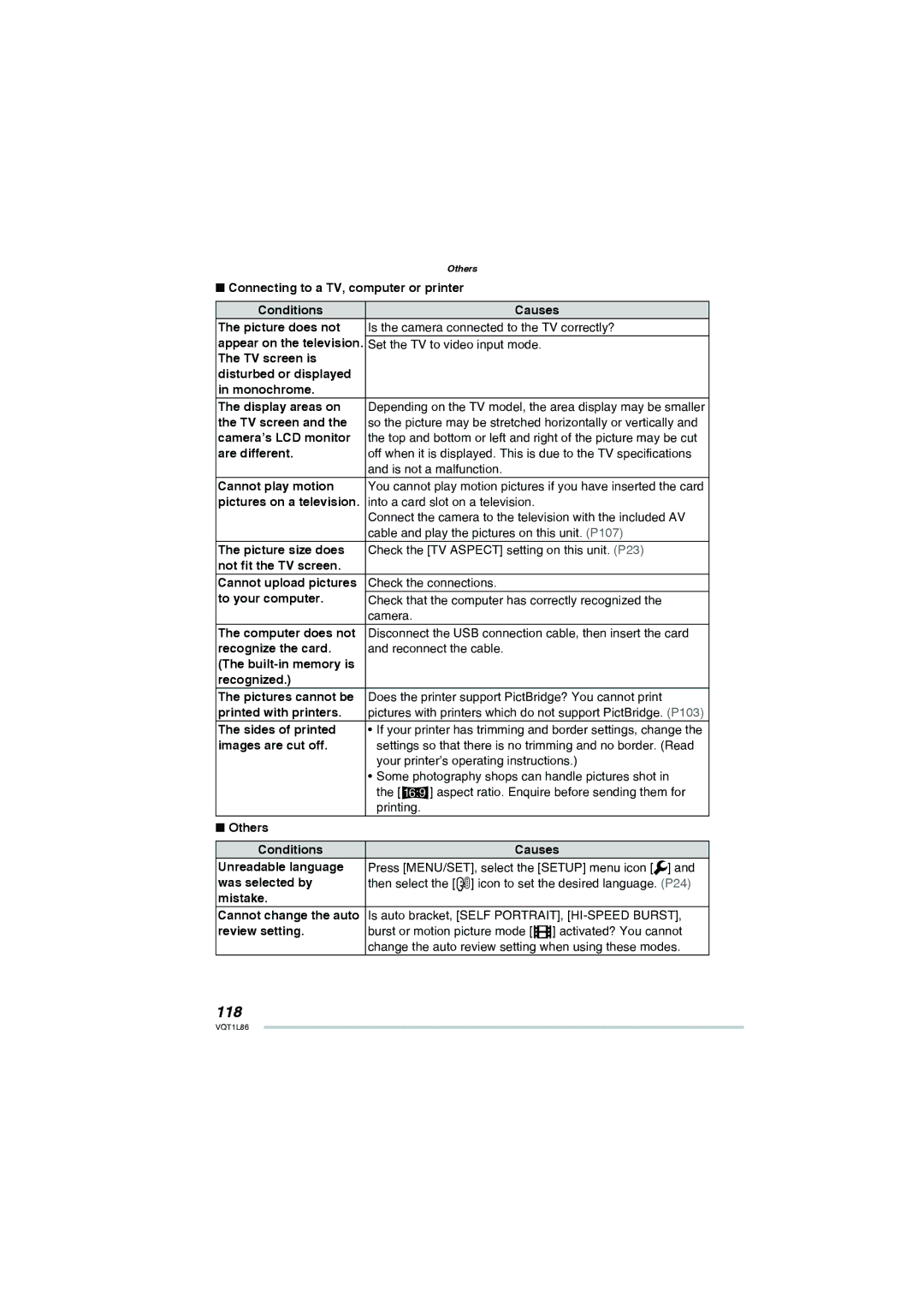 Panasonic DMC-LZ8, DMC-LZ10 operating instructions 118 