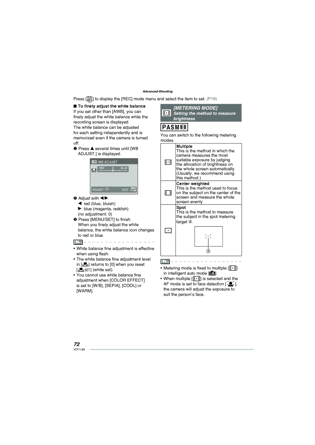 Panasonic DMC-LZ8, DMC-LZ10 operating instructions Metering Mode, Setting the method to measure, Brightness 