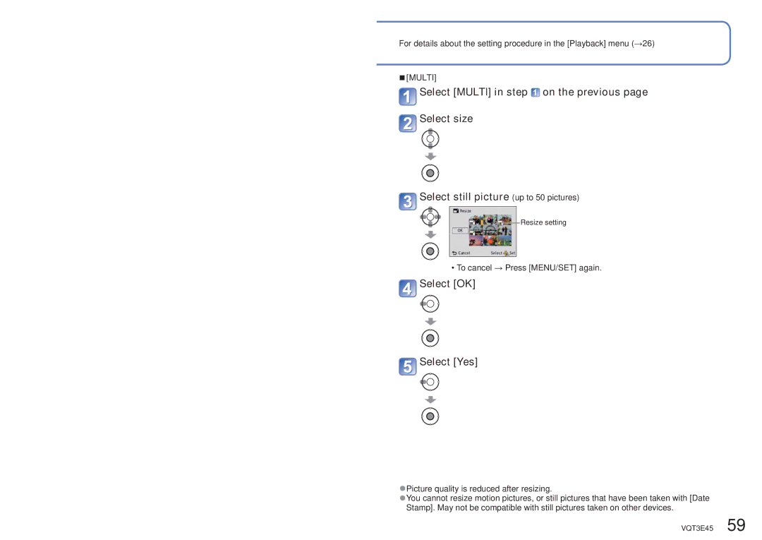 Panasonic DMC-S1K owner manual Select OK Select Yes 