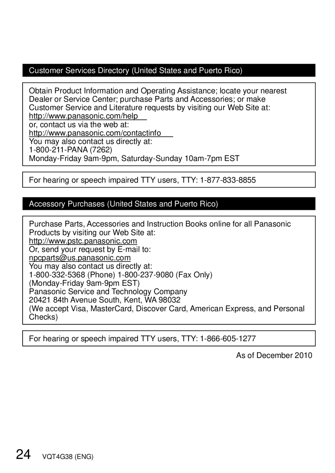 Panasonic DMC-S2V, DMC-S2K, DMC-FH6K, M1211KZ0, VQT4G38 owner manual For hearing or speech impaired TTY users, TTY 