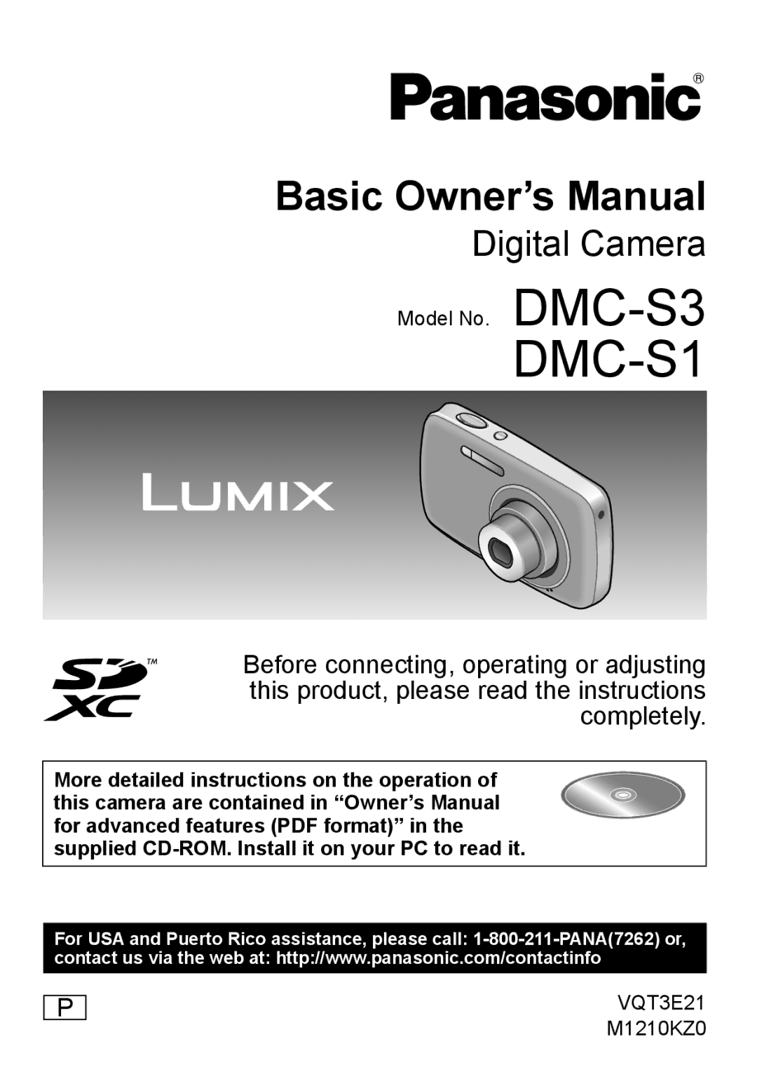 Panasonic DMC-S3K, DMCS3K owner manual DMC-S1 