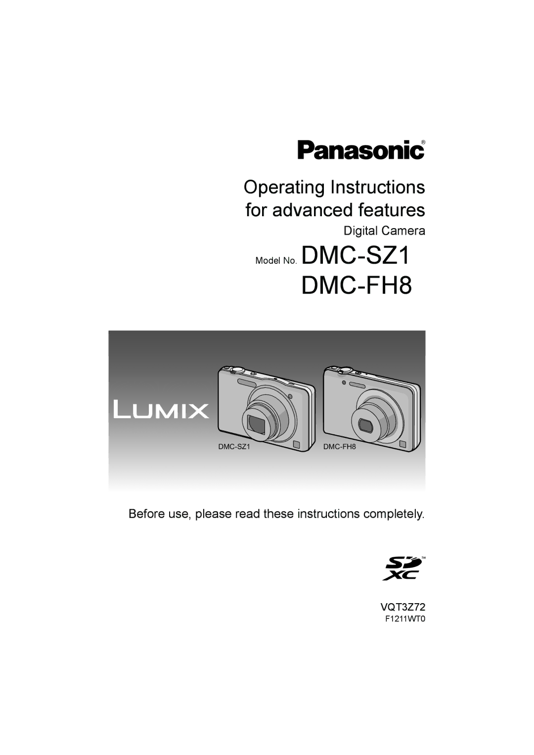 Panasonic DMC-FH8, DMC-SZ1 operating instructions F1211WT0 