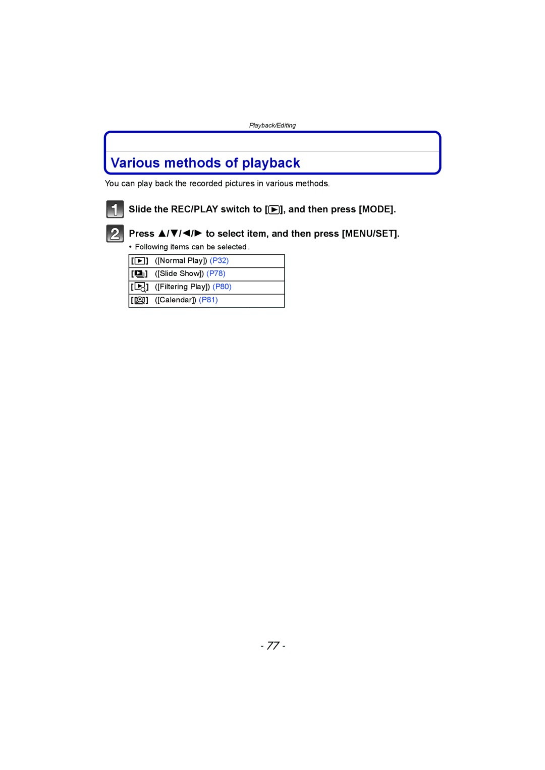 Panasonic DMC-FH8, DMC-SZ1 Various methods of playback, You can play back the recorded pictures in various methods 