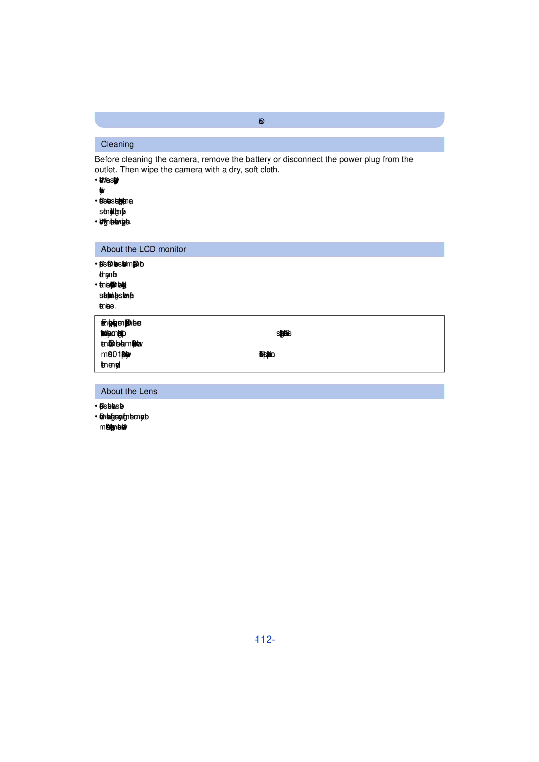 Panasonic DMC-SZ3 owner manual 112, About the LCD monitor, About the Lens 