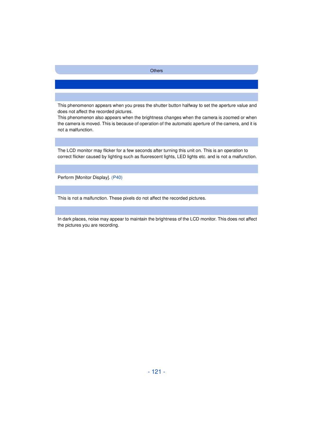 Panasonic DMC-SZ3 owner manual 121, LCD monitor 