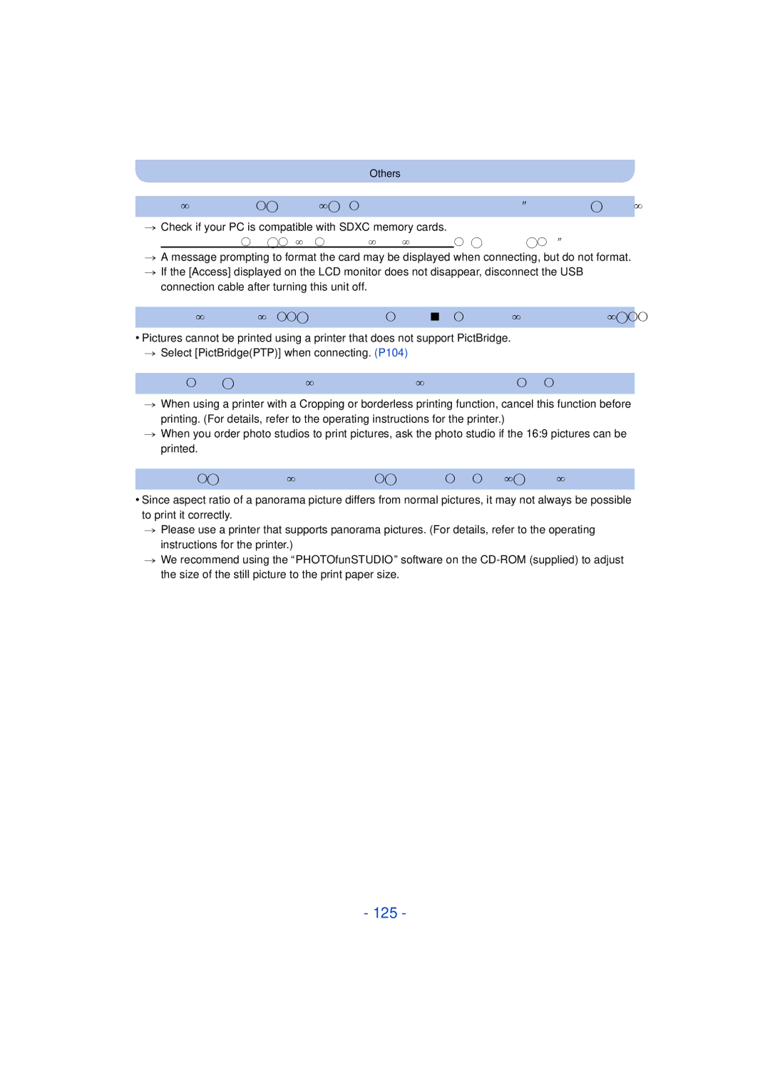 Panasonic DMC-SZ3 owner manual 125, Card is not recognized by the PC. Sdxc memory card is used 