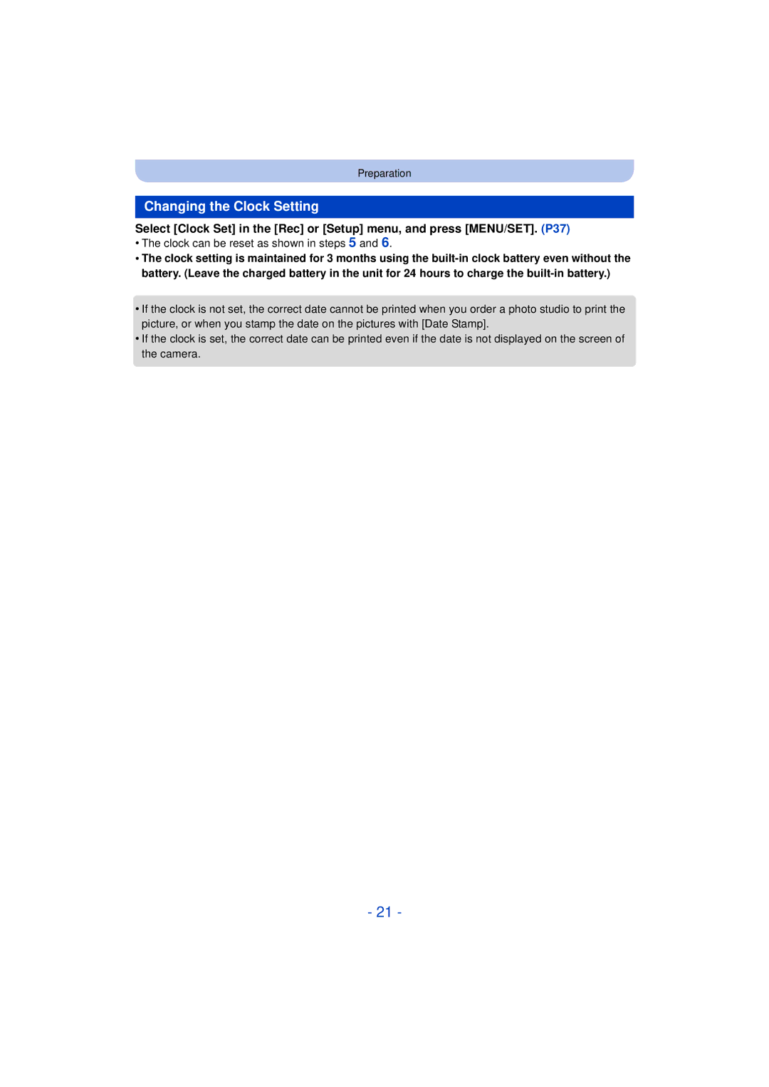 Panasonic DMC-SZ3 owner manual Changing the Clock Setting, Clock can be reset as shown in steps 5 