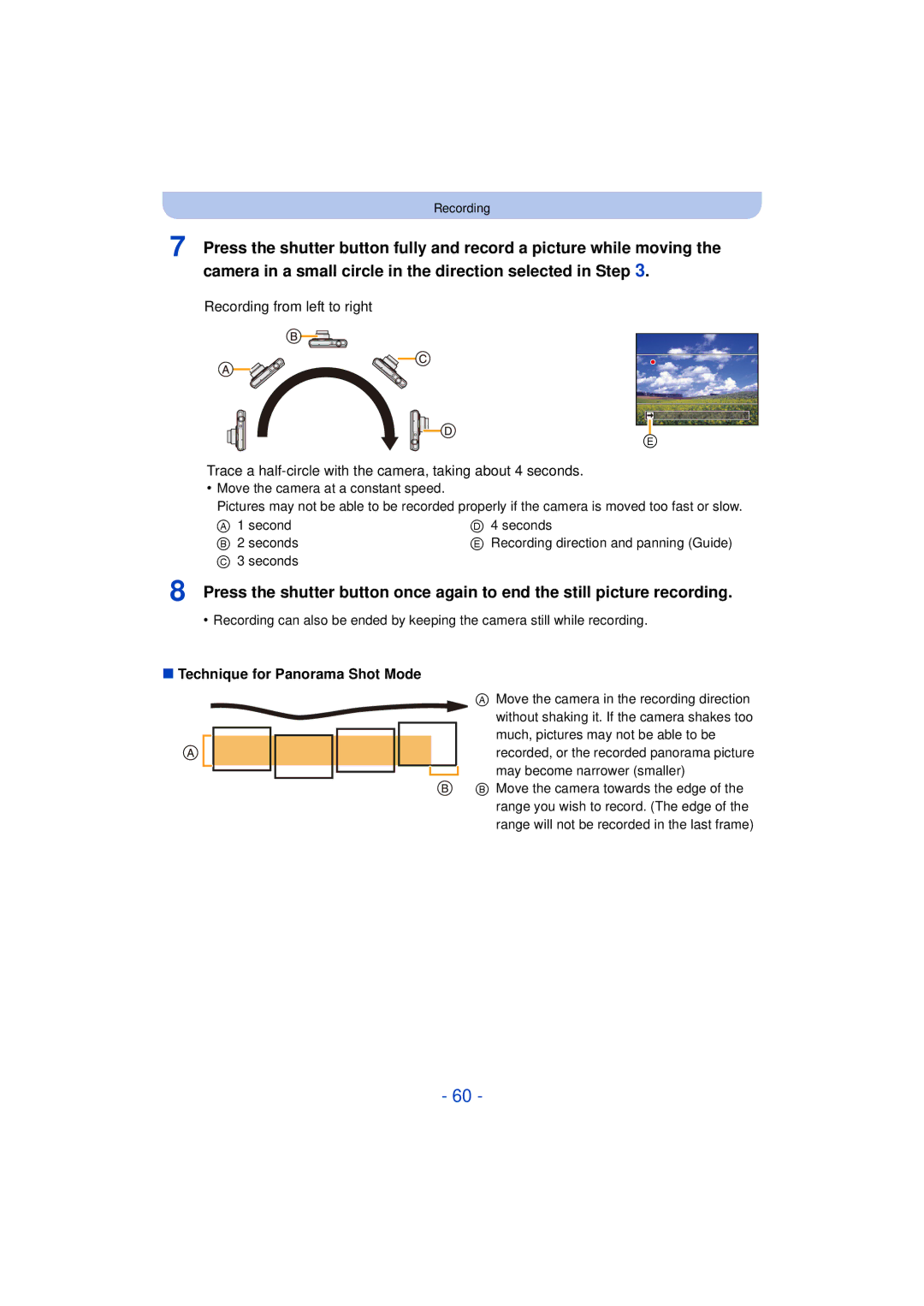 Panasonic DMC-SZ3 owner manual Technique for Panorama Shot Mode 