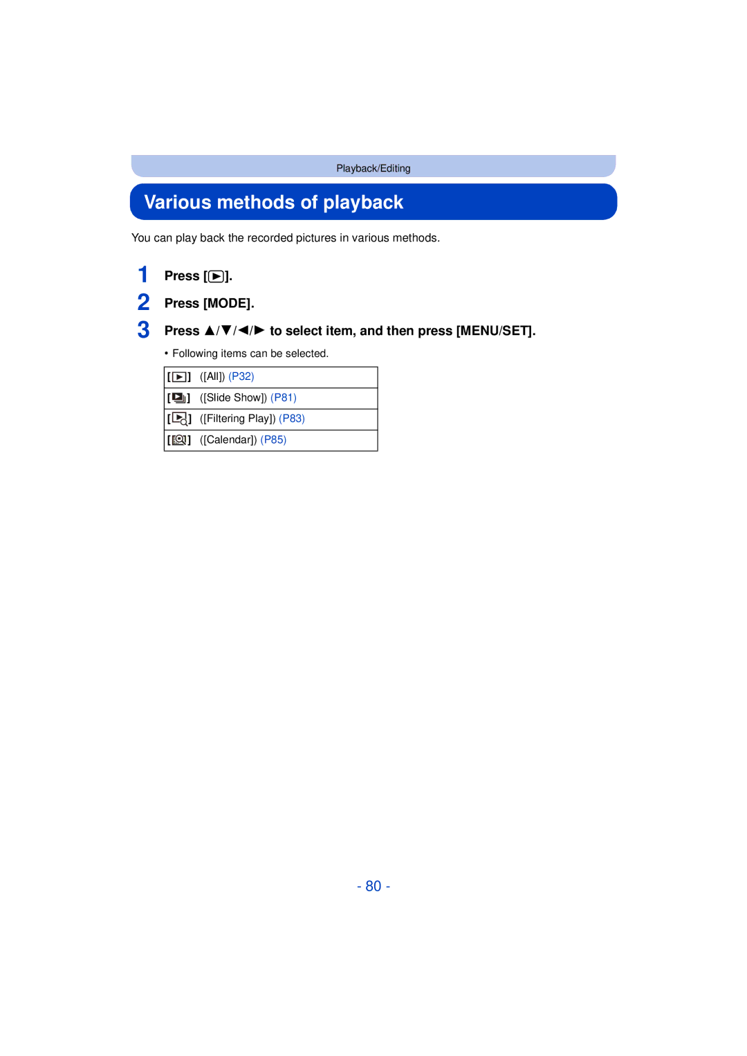 Panasonic DMC-SZ3 owner manual Various methods of playback, You can play back the recorded pictures in various methods 