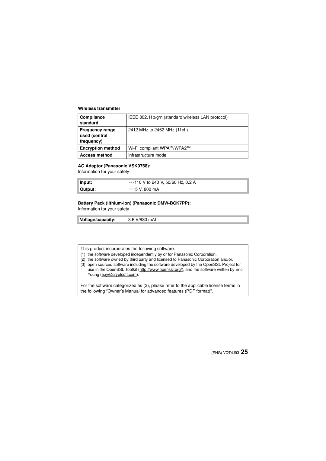 Panasonic DMC-SZ5K owner manual Information for your safety 