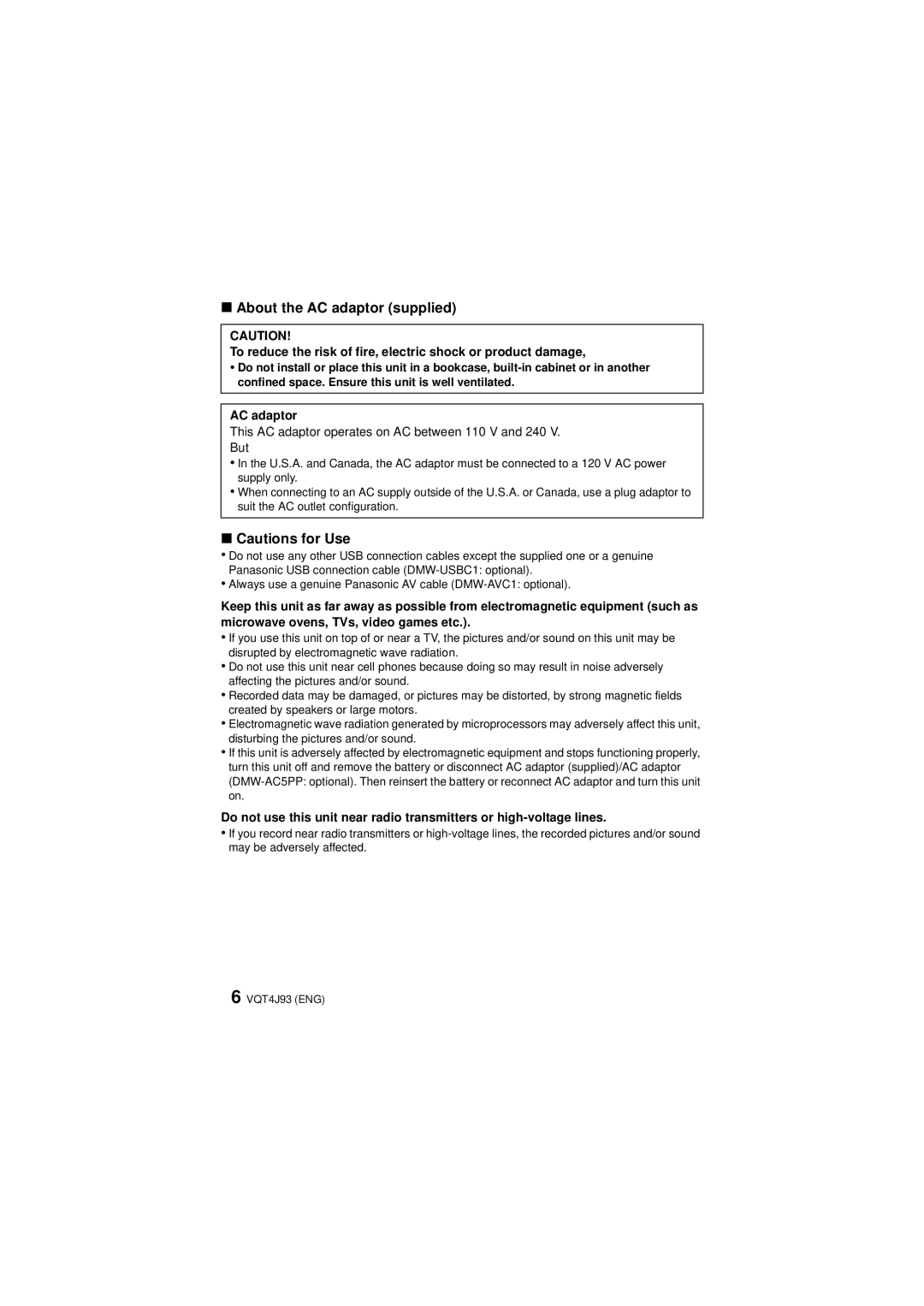 Panasonic DMC-SZ5K owner manual About the AC adaptor supplied 