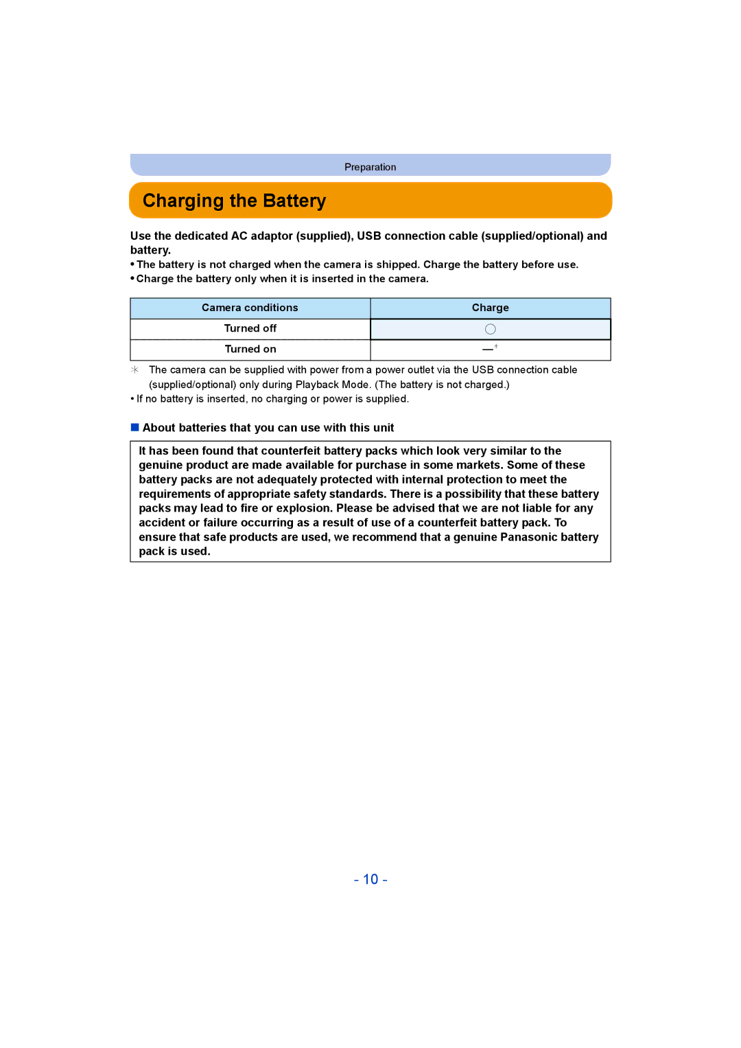 Panasonic DMC-SZ5 manual Charging the Battery 