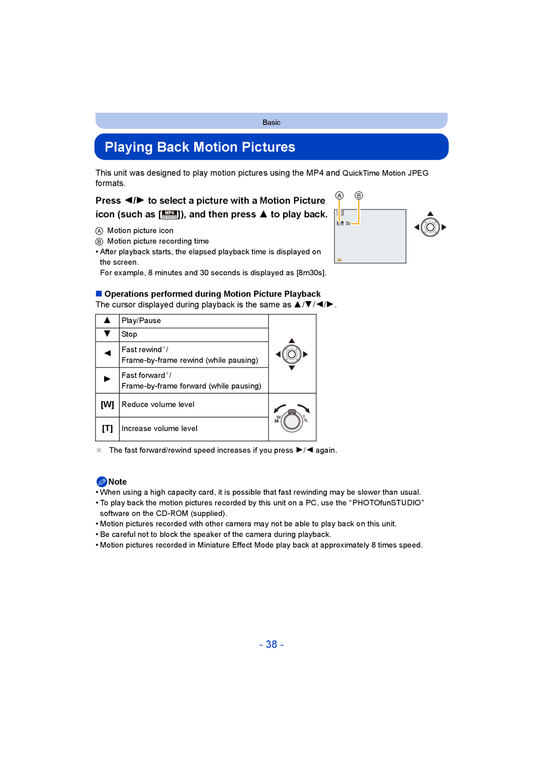 Panasonic DMC-SZ5 manual Playing Back Motion Pictures 