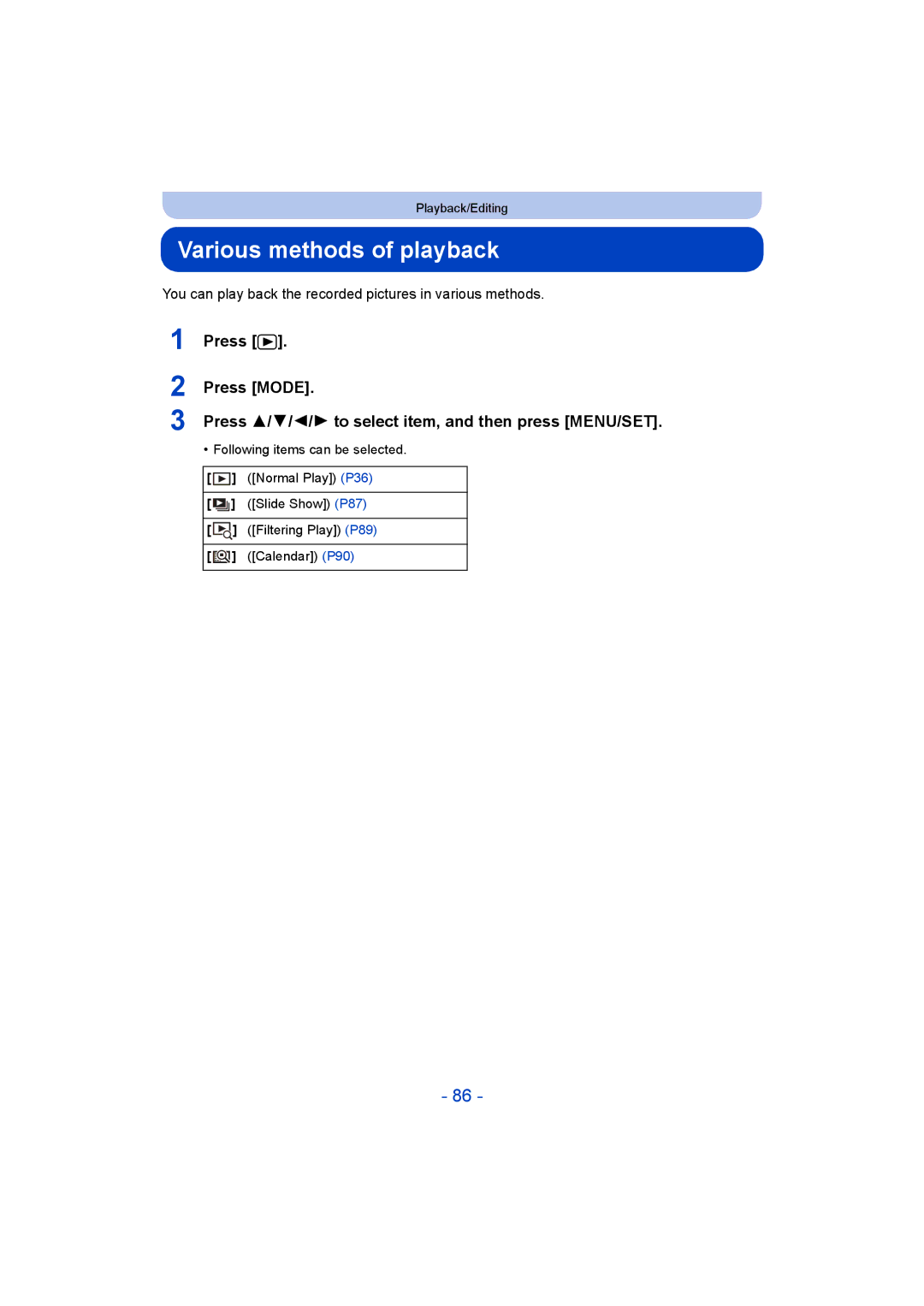 Panasonic DMC-SZ5 manual Various methods of playback, You can play back the recorded pictures in various methods 