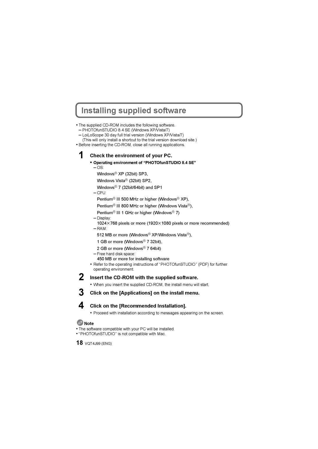 Panasonic DMC-SZ5 operating instructions 18 VQT4J99 ENG 