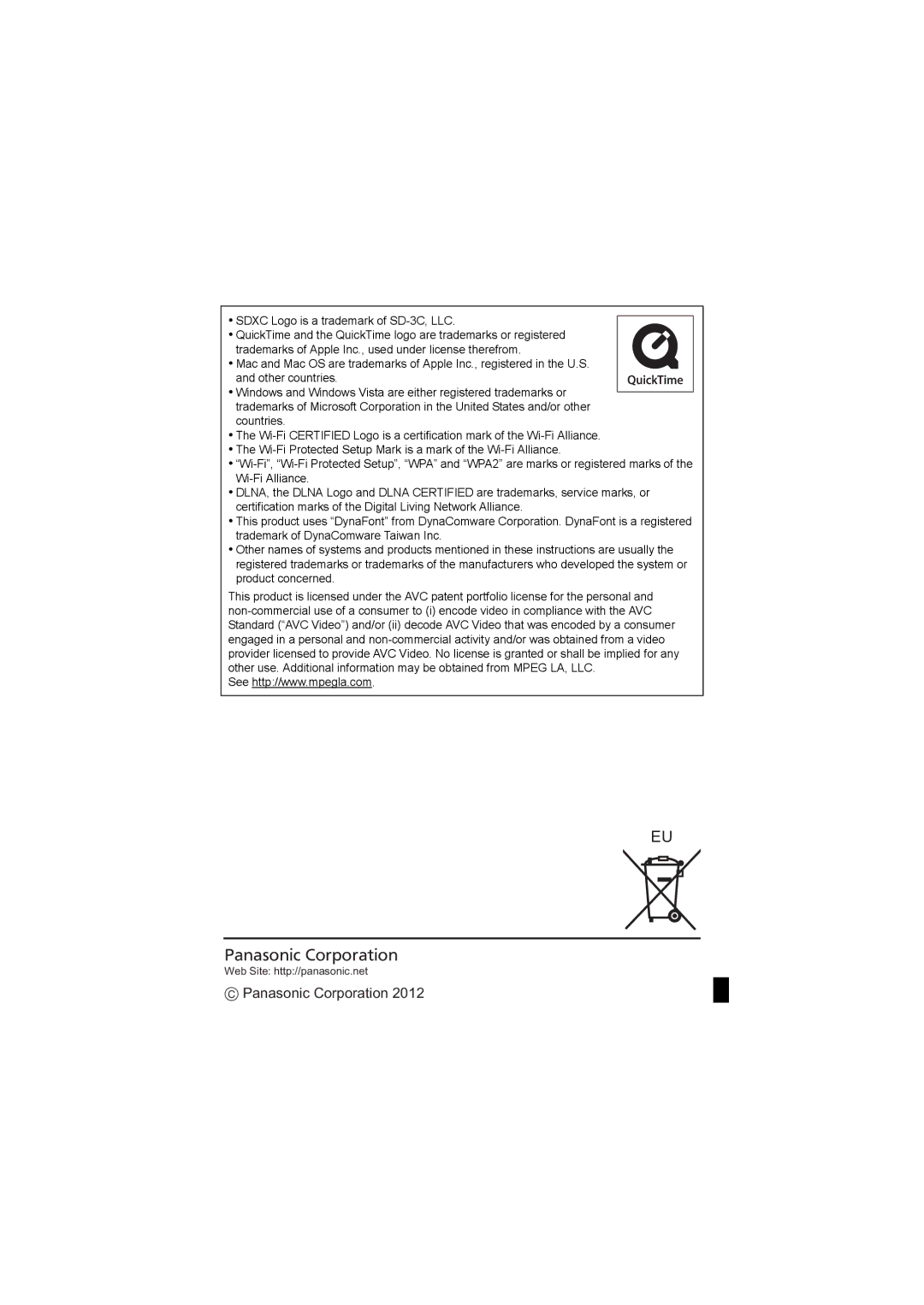 Panasonic DMC-SZ5 operating instructions Panasonic Corporation 