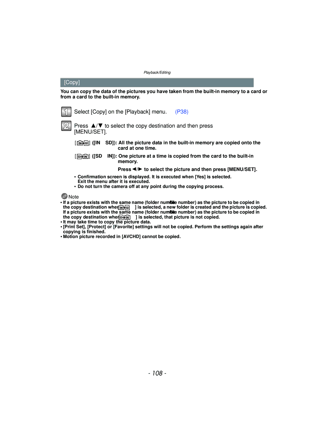 Panasonic DMC-SZ7 owner manual 108, Copy 