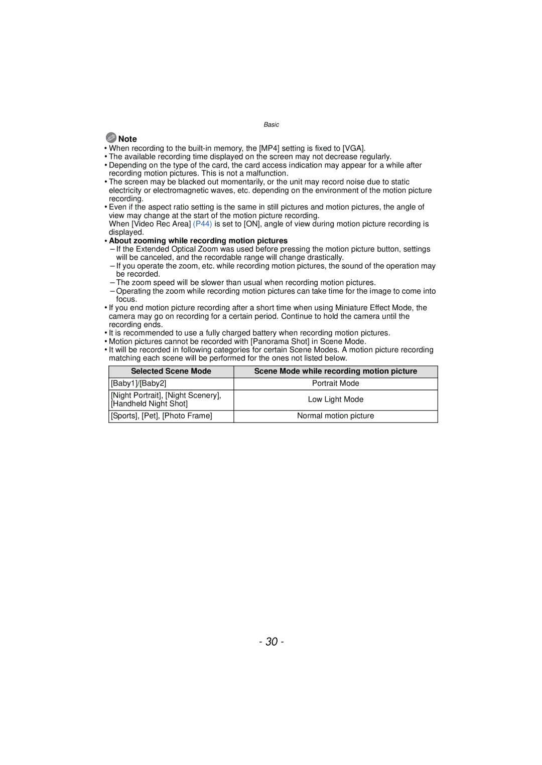 Panasonic DMC-SZ7 owner manual About zooming while recording motion pictures 