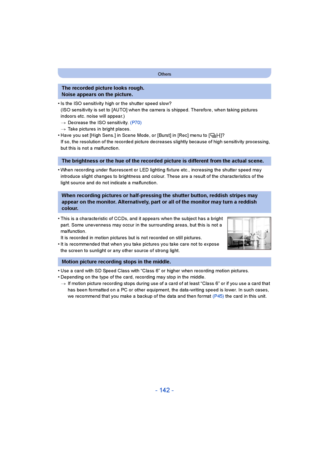 Panasonic DMC-SZ8 operating instructions 142, Recorded picture looks rough Noise appears on the picture 